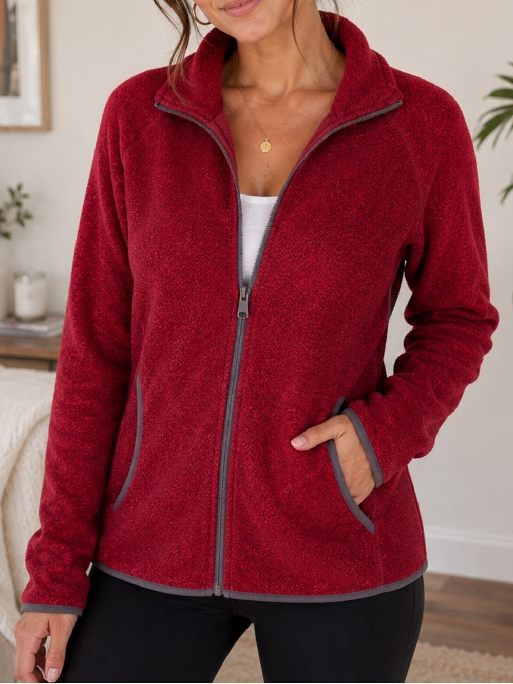 Eddie Bauer Quest Fleece Raglan Full-Zip Jacket L